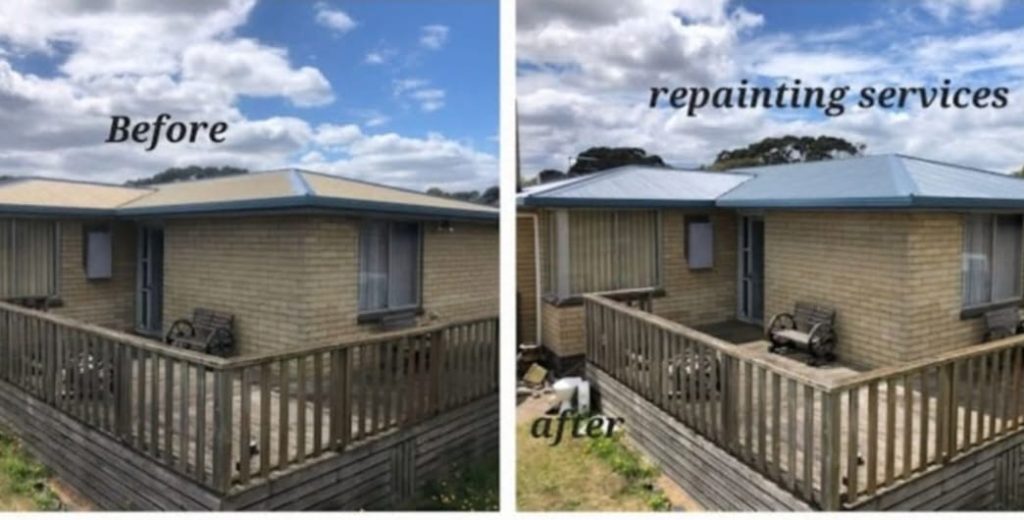 Professional roof preparation and coating process on a Tasmanian home